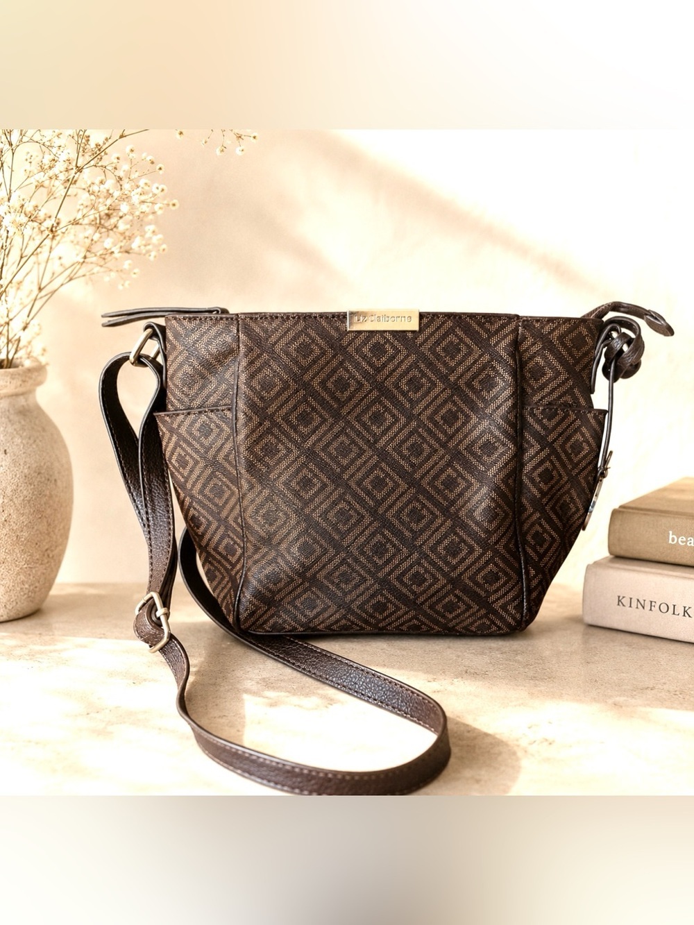 Liz Claiborne Brown Quilted Shoulder Bag